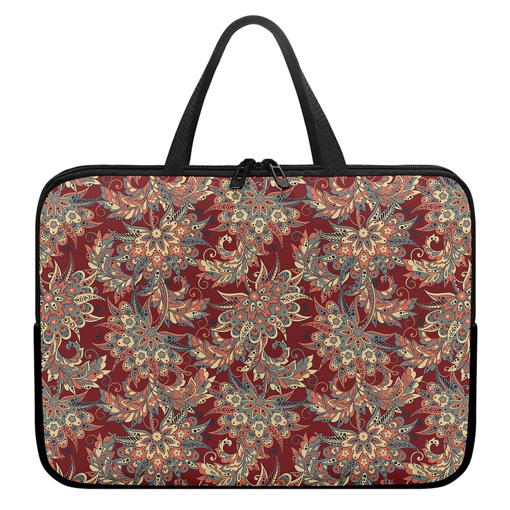 Brick Floral Bohemian Pattern Print Laptop Sleeve With Handle