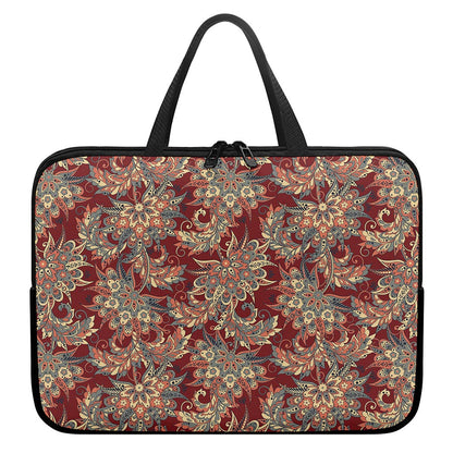 Brick Floral Bohemian Pattern Print Laptop Sleeve With Handle