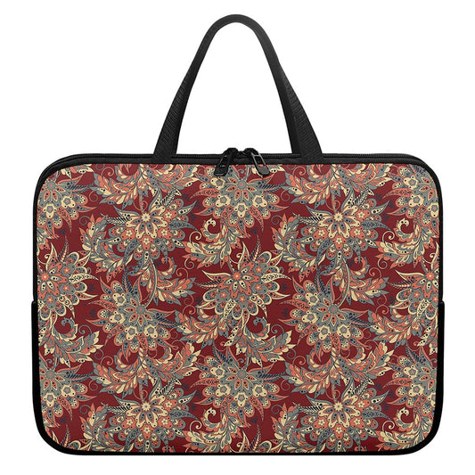Brick Floral Bohemian Pattern Print Laptop Sleeve With Handle