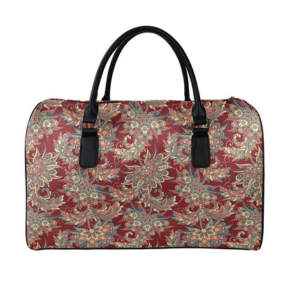 Brick Floral Bohemian Pattern Print Leather Duffle Bag