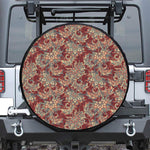 Brick Floral Bohemian Pattern Print Leather Spare Tire Cover