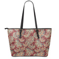 Brick Floral Bohemian Pattern Print Leather Tote Bag With Zipper