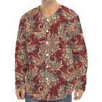 Brick Floral Bohemian Pattern Print Long Sleeve Baseball Jersey