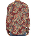 Brick Floral Bohemian Pattern Print Long Sleeve Baseball Jersey