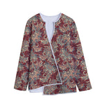 Brick Floral Bohemian Pattern Print Long Sleeve Short Coat