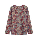 Brick Floral Bohemian Pattern Print Long Sleeve Short Coat