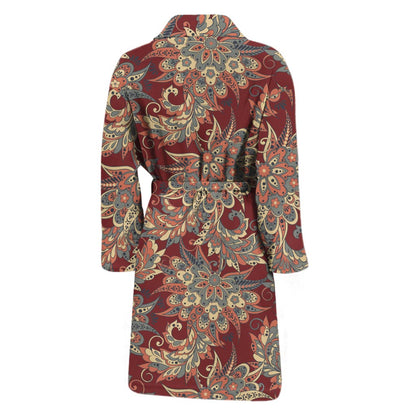 Brick Floral Bohemian Pattern Print Men's Bathrobe