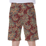 Brick Floral Bohemian Pattern Print Men's Beach Shorts