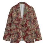 Brick Floral Bohemian Pattern Print Men's Blazer
