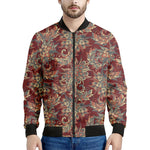 Brick Floral Bohemian Pattern Print Men's Bomber Jacket