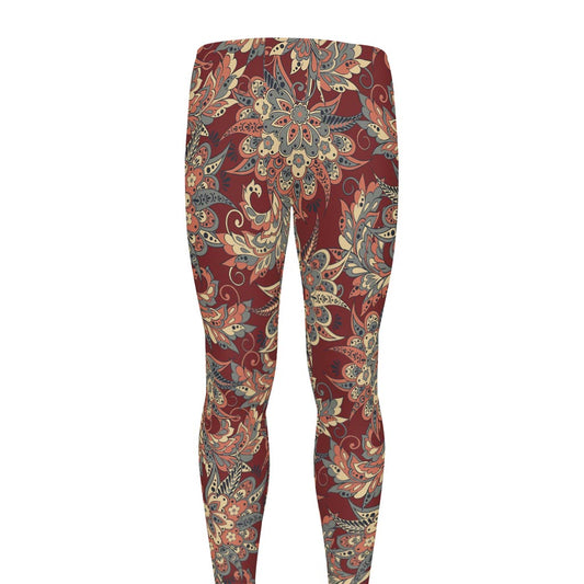 Brick Floral Bohemian Pattern Print Men's leggings