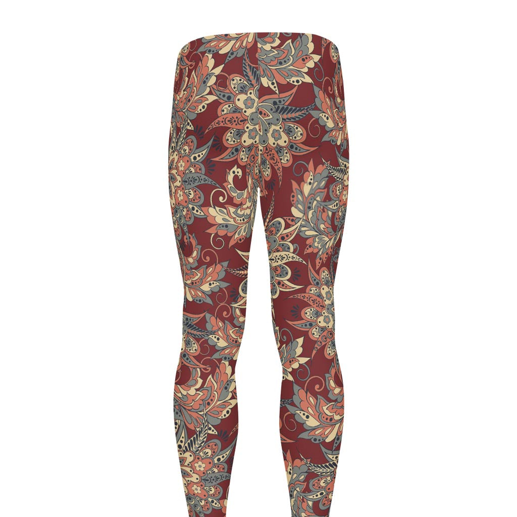 Brick Floral Bohemian Pattern Print Men's leggings