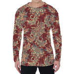 Brick Floral Bohemian Pattern Print Men's Long Sleeve T-Shirt