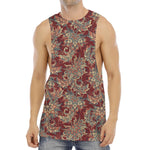 Brick Floral Bohemian Pattern Print Men's Muscle Tank Top