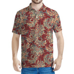 Brick Floral Bohemian Pattern Print Men's Polo Shirt