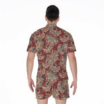 Brick Floral Bohemian Pattern Print Men's Rompers