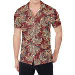 Brick Floral Bohemian Pattern Print Men's Shirt