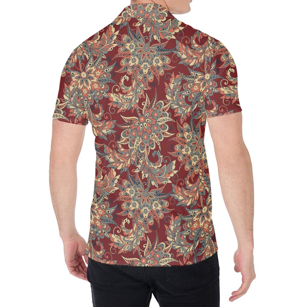 Brick Floral Bohemian Pattern Print Men's Shirt