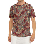 Brick Floral Bohemian Pattern Print Men's Short Sleeve Rash Guard