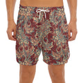 Brick Floral Bohemian Pattern Print Men's Split Running Shorts