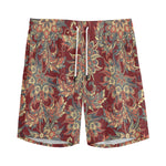Brick Floral Bohemian Pattern Print Men's Sports Shorts