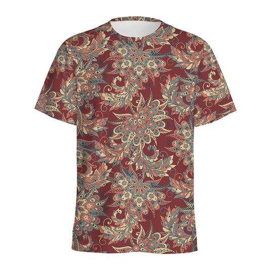 Brick Floral Bohemian Pattern Print Men's Sports T-Shirt