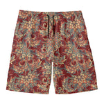 Brick Floral Bohemian Pattern Print Men's Swim Trunks