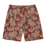 Brick Floral Bohemian Pattern Print Men's Swim Trunks