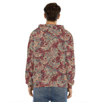 Brick Floral Bohemian Pattern Print Men's Velvet Pullover Hoodie