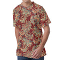 Brick Floral Bohemian Pattern Print Men's Velvet T-Shirt