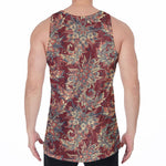 Brick Floral Bohemian Pattern Print Men's Velvet Tank Top