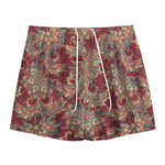 Brick Floral Bohemian Pattern Print Mesh Shorts