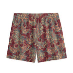Brick Floral Bohemian Pattern Print Mesh Shorts