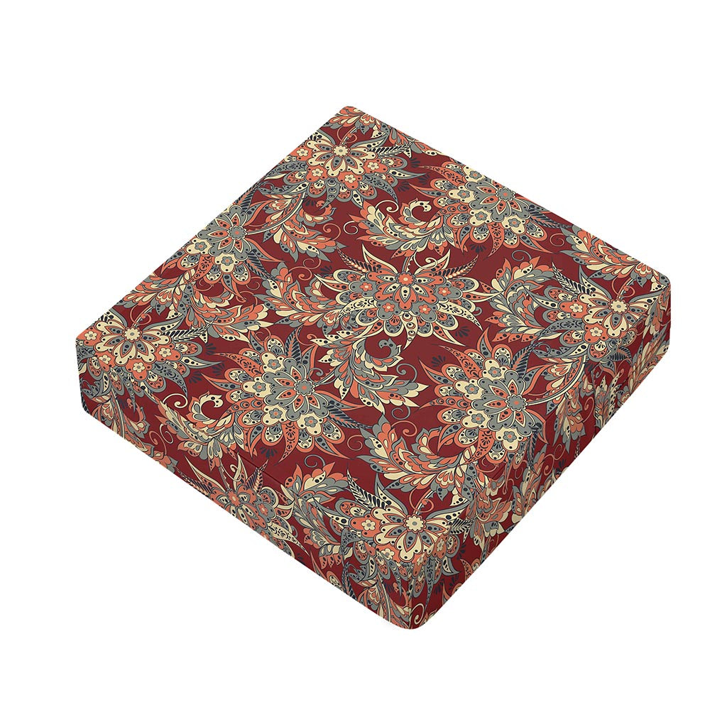 Brick Floral Bohemian Pattern Print Outdoor Seat Cushion Cover