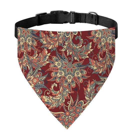 Brick Floral Bohemian Pattern Print Over The Collar Dog Bandana