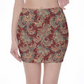 Brick Floral Bohemian Pattern Print Pencil Mini Skirt