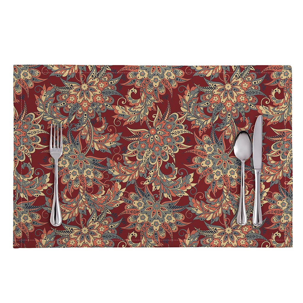 Brick Floral Bohemian Pattern Print Placemat