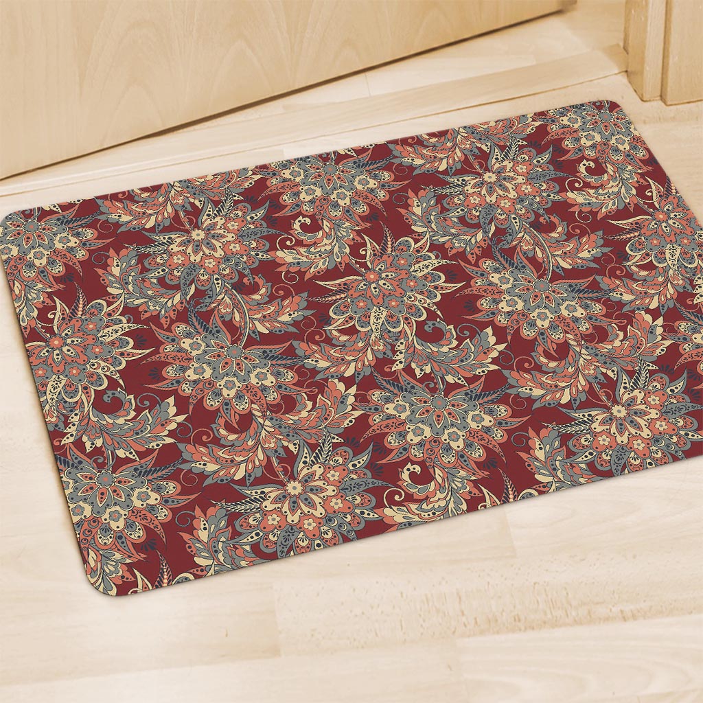 Brick Floral Bohemian Pattern Print Polyester Doormat