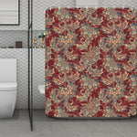 Brick Floral Bohemian Pattern Print Polyester Shower Curtain