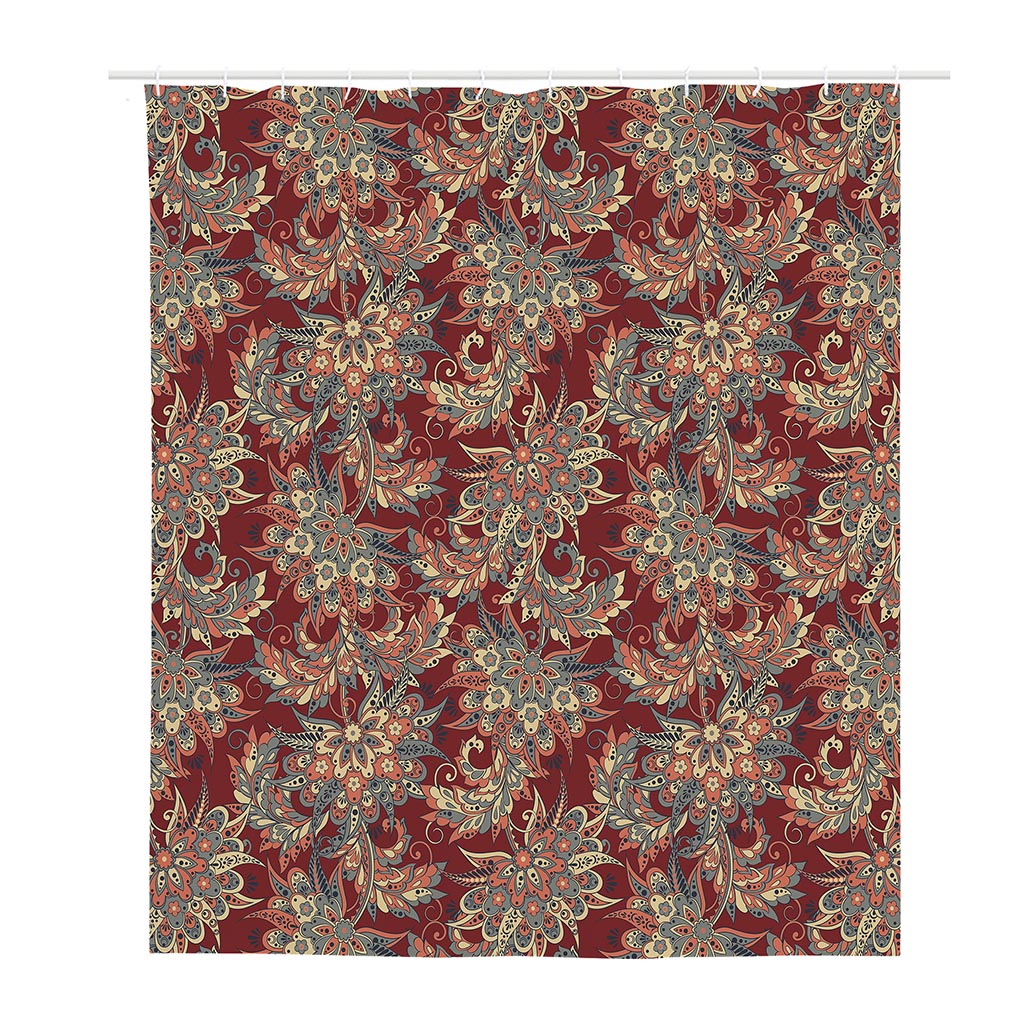 Brick Floral Bohemian Pattern Print Polyester Shower Curtain
