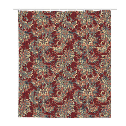 Brick Floral Bohemian Pattern Print Polyester Shower Curtain