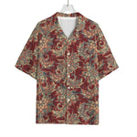 Brick Floral Bohemian Pattern Print Rayon Hawaiian Shirt