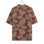 Brick Floral Bohemian Pattern Print Rayon Hawaiian Shirt