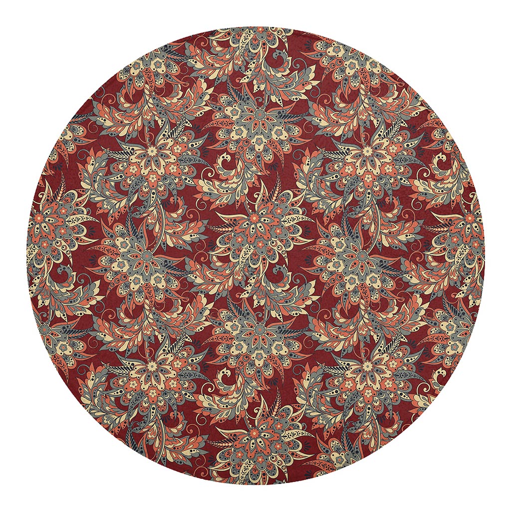 Brick Floral Bohemian Pattern Print Round Blanket