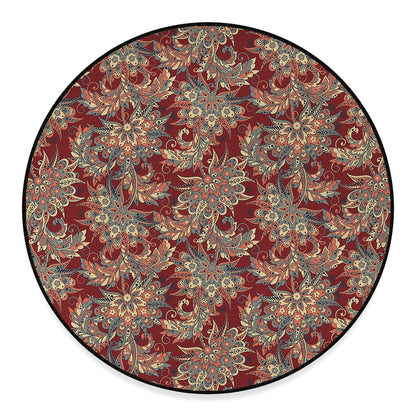 Brick Floral Bohemian Pattern Print Round Floor Mat