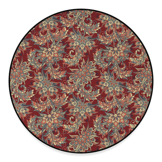 Brick Floral Bohemian Pattern Print Round Floor Mat
