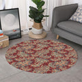 Brick Floral Bohemian Pattern Print Round Rug