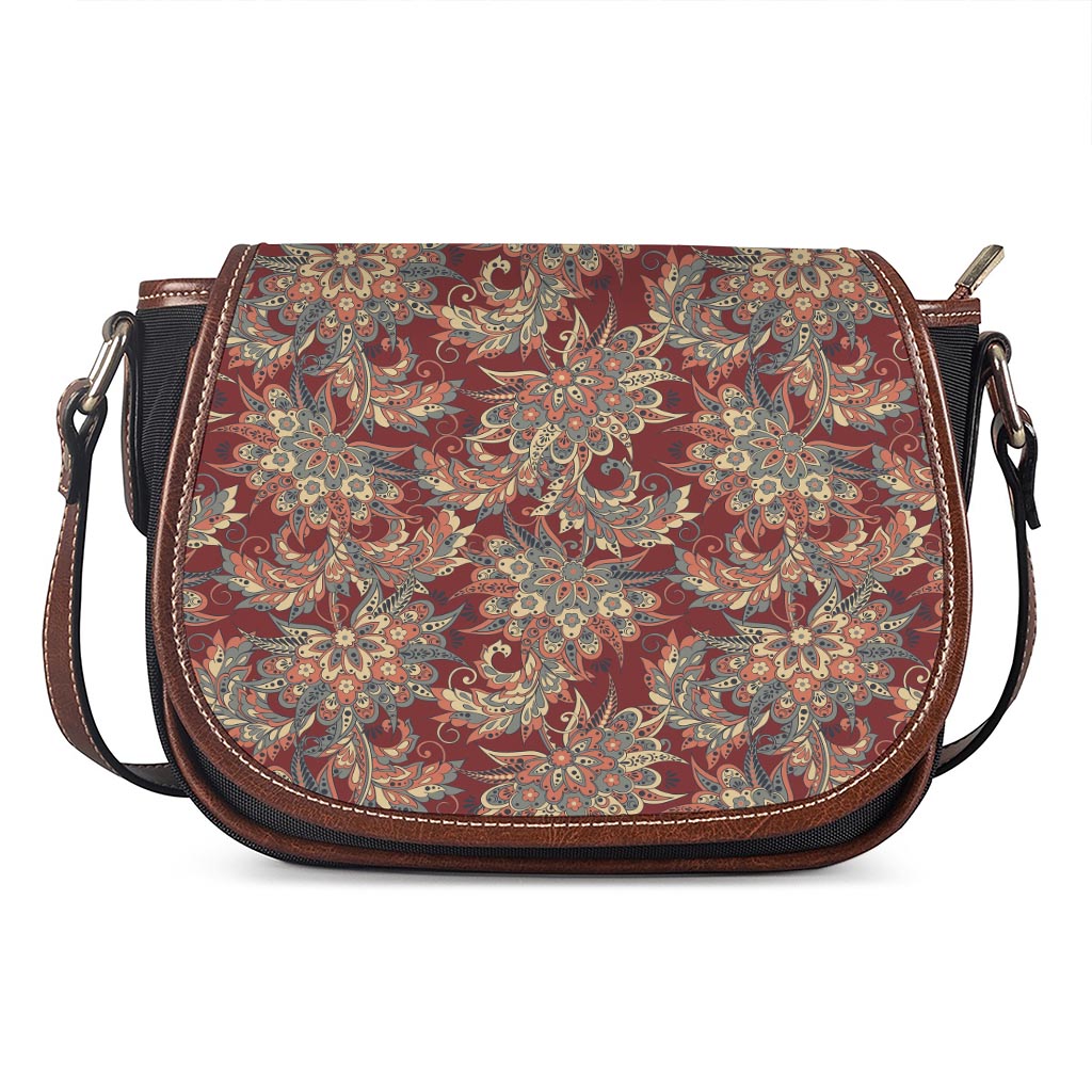 Brick Floral Bohemian Pattern Print Saddle Bag