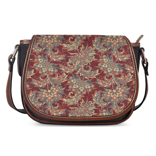 Brick Floral Bohemian Pattern Print Saddle Bag