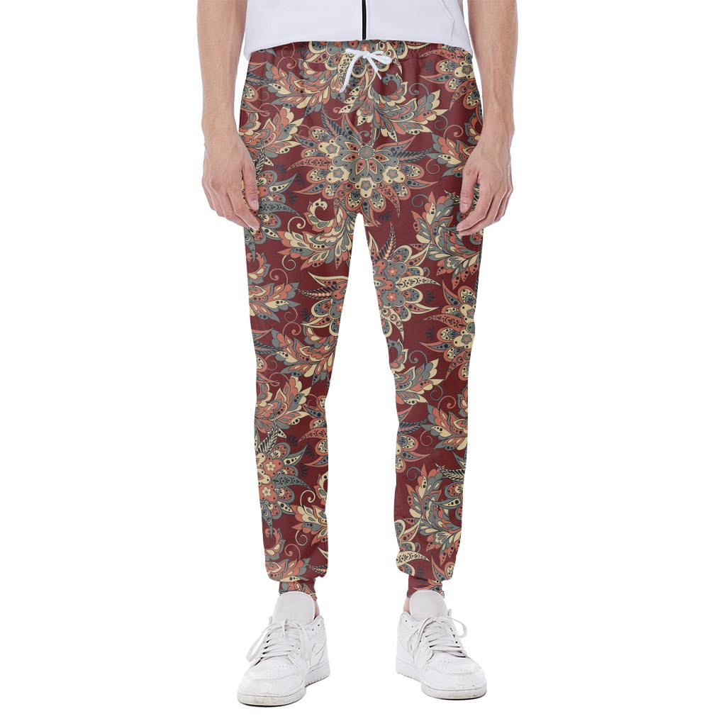 Brick Floral Bohemian Pattern Print Scuba Joggers
